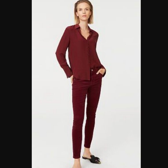 Club Monaco Red Burgundy Velvet Corduroy Pants Size 4 - Picture 1 of 7